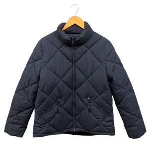 Lauren Ralph Lauren Quilted Puffer Jacket Women's Size M Navy Blue Zip Coat Warm